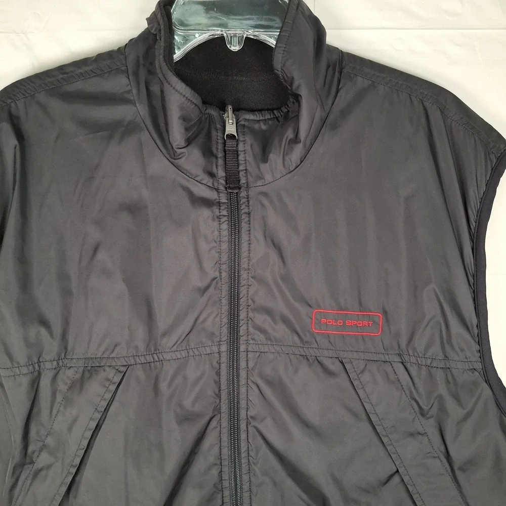 VTG 90s Ralph Lauren Polo Sport Vest Men's 2XL Black Reversible Polartec Fleece‎